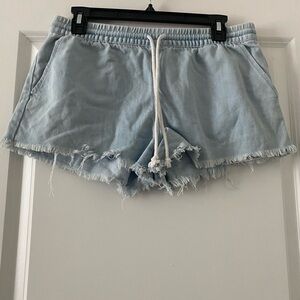 Aerie Blue Jean Shorts Distressed Style